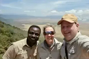 Guests with their guide on the Ngorongoro Crater rim
