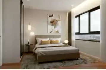 A hotel room arranged for guests